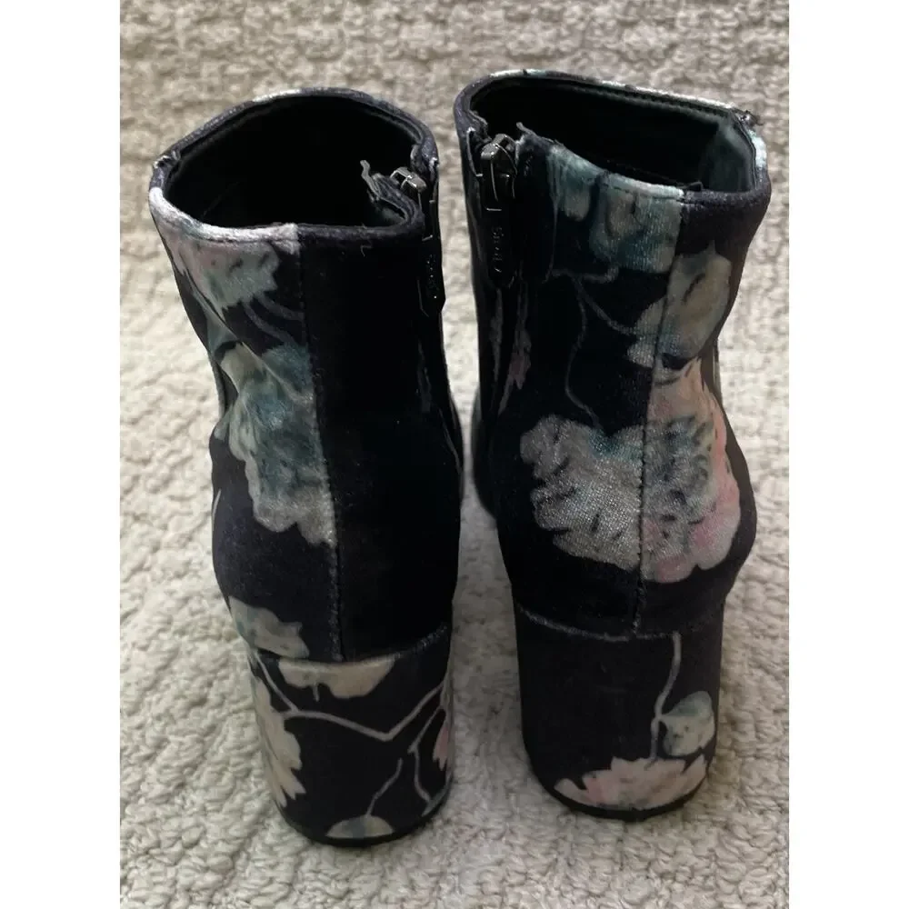 Sam Edelman Circus Black Pink Vikki Velvet Ankle Boots 6.5 Booties - Picture 6 of 9
